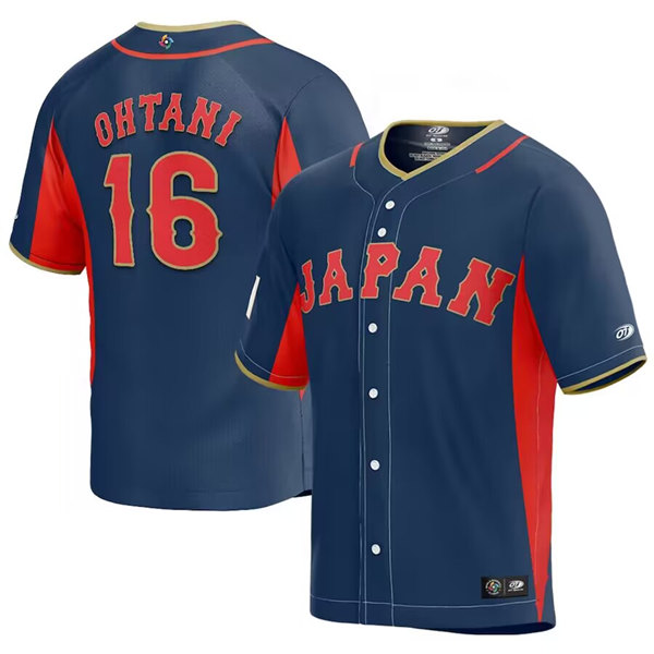 Men's Japan Baseball #16 Shohei Ohtani 2023 Navy World Baseball Classic Stitched Jersey Men's Japan Baseball #16 Shohei Ohtani 2023 Navy World Baseball Classic Stitched Jersey